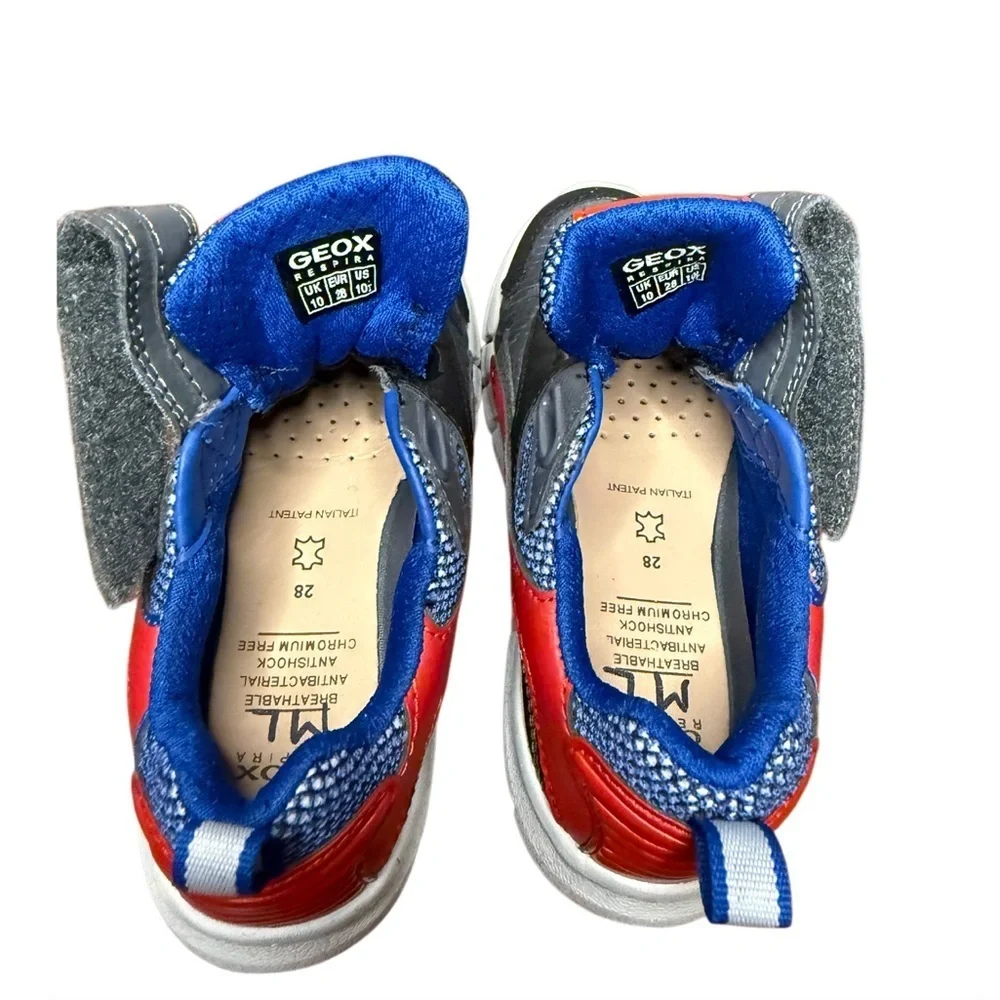 Geox Flexyper Kids' Sneakers in Gray, Red, and Blue-NWOT Size 10.5